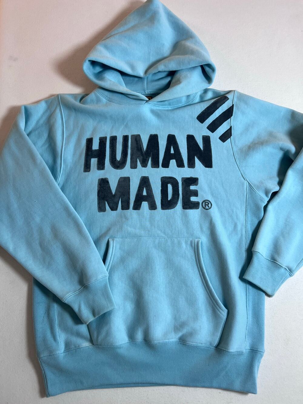 Human Made Nigo Mens M Baby Blue Dry Alls Pullover Hoodie Made Japan Streetwear